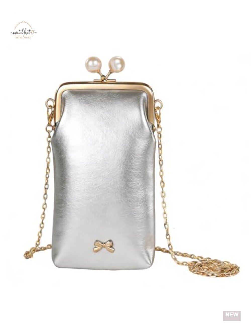 Small Leather Chain Crossbody Bags for Women Mini Cell Phone Wallet Kiss Lock